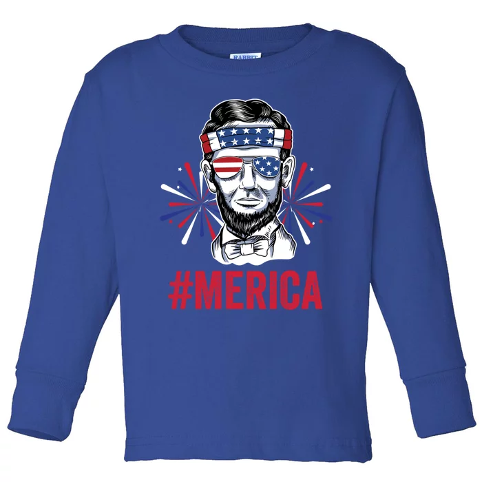 Merica Fireworks Director Lincoln Great Gift Toddler Long Sleeve Shirt