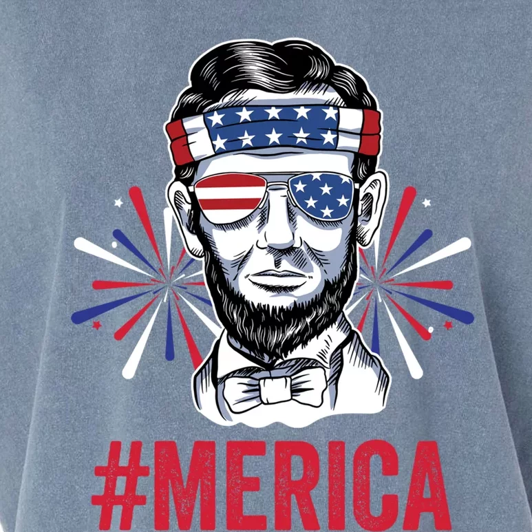 Merica Fireworks Director Lincoln Great Gift Garment-Dyed Women's Muscle Tee