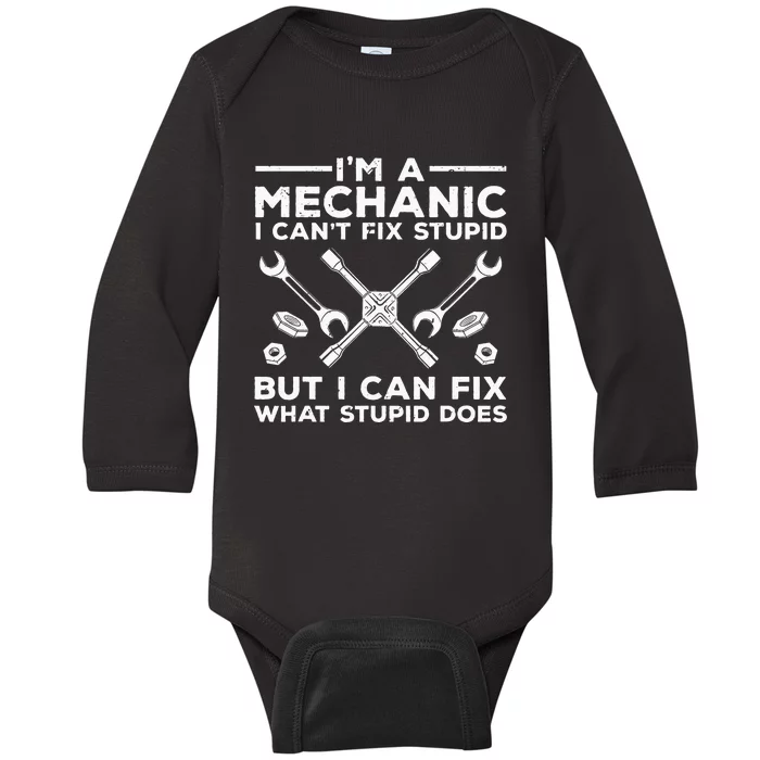 Mechanic For Dad Car Auto Diesel Automobile Garage Baby Long Sleeve Bodysuit