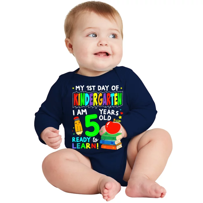 My First Day Of Kindergarten 1st Day Of School Boy Girl Baby Long Sleeve Bodysuit