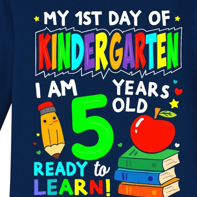 My First Day Of Kindergarten 1st Day Of School Boy Girl Baby Long Sleeve Bodysuit