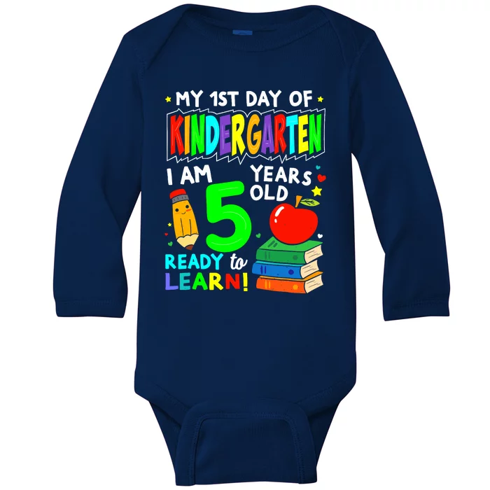 My First Day Of Kindergarten 1st Day Of School Boy Girl Baby Long Sleeve Bodysuit