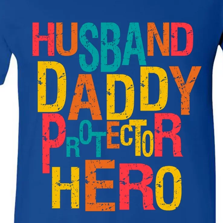 Motivation FatherS Day Husband Daddy Protector Hero Cute Gift V-Neck T-Shirt