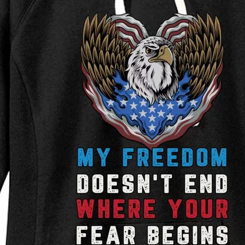 My Freedom Doesn't End Where Your Fear Begins Distressed Gift Women's Fleece Hoodie