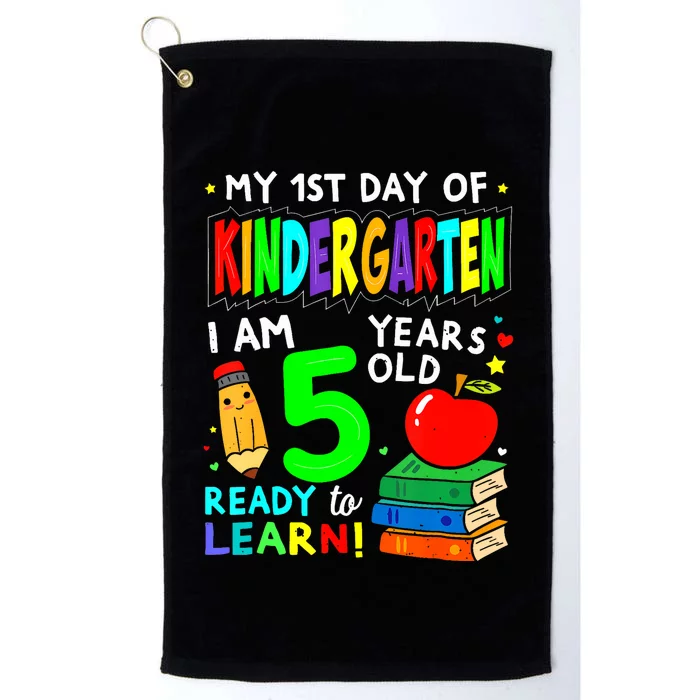 My First Day Of Kindergarten 1st Day Of School Platinum Collection Golf Towel