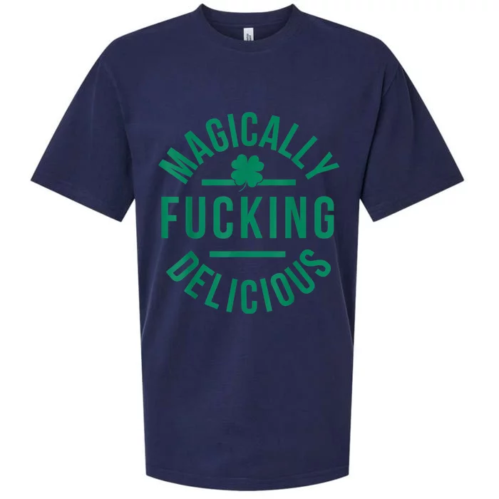 Magically Fucking Delicious Funny Shamrock St. Patrick's Day Sueded Cloud Jersey T-Shirt