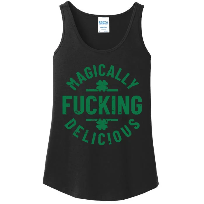 Magically Fucking Delicious, St Patricks Day Funny Drinking Ladies Essential Tank