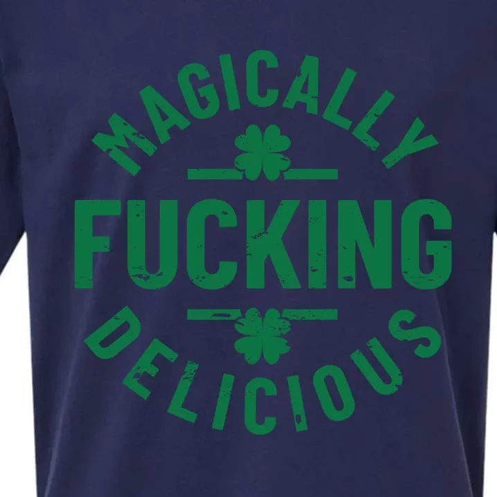 Magically Fucking Delicious, St Patricks Day Funny Drinking Sueded Cloud Jersey T-Shirt