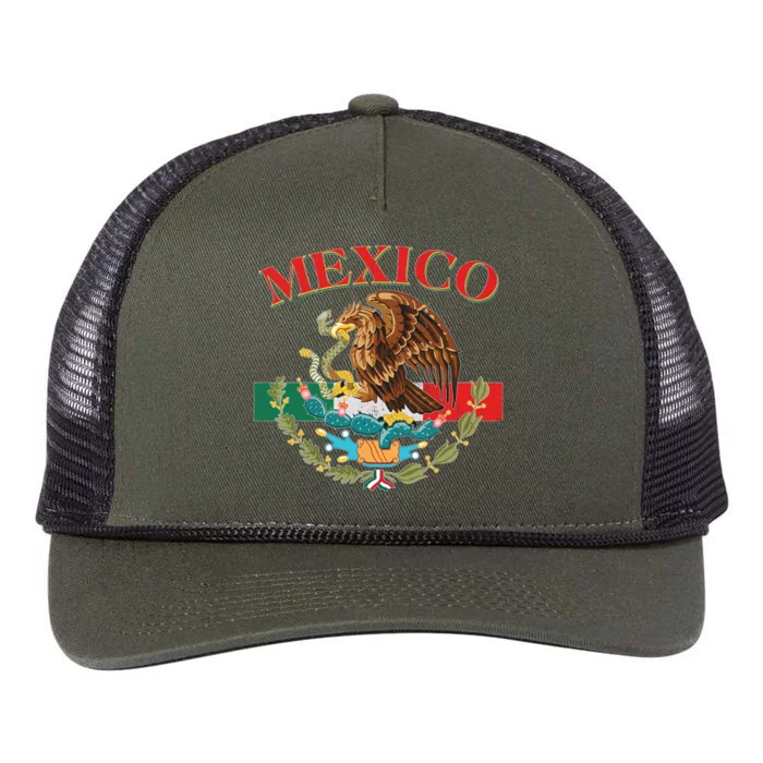 Mexico Flag Eagle Mexican Independence Day Retro Rope Trucker Hat Cap