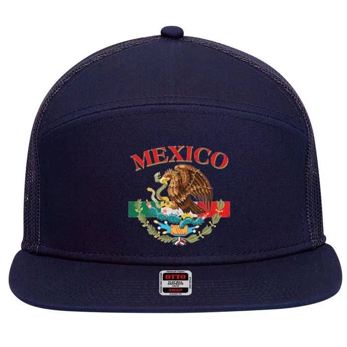 Mexico Flag Eagle Mexican Independence Day 7 Panel Mesh Trucker Snapback Hat