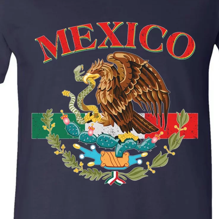 Mexico Flag Eagle Mexican Independence Day V-Neck T-Shirt