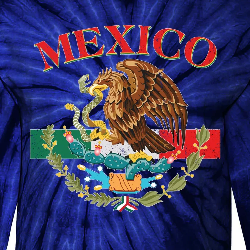 Mexico Flag Eagle Mexican Independence Day Tie-Dye Long Sleeve Shirt