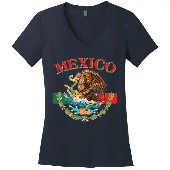 Mexico Flag Eagle Mexican Independence Day Women's V-Neck T-Shirt