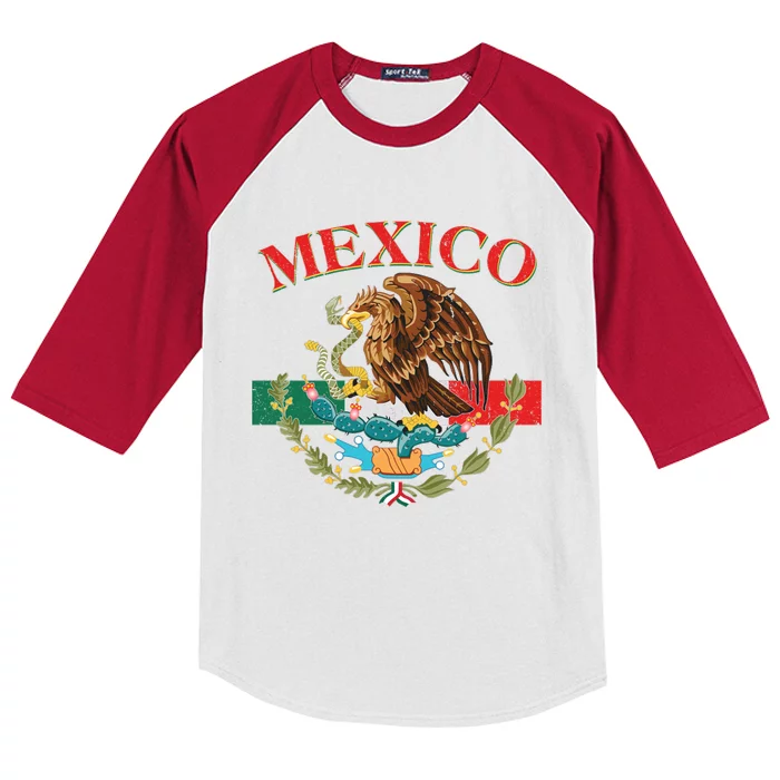 Mexico Flag Eagle Mexican Independence Day Kids Colorblock Raglan Jersey