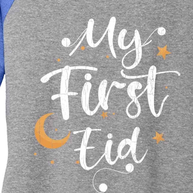 My First Eid Funny Graphic For Muslims Gift Women's Tri-Blend 3/4-Sleeve Raglan Shirt