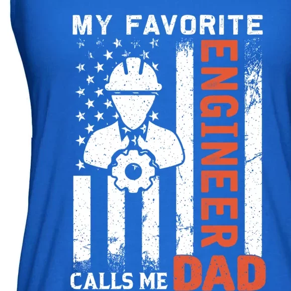 My Favorite Engineer Calls Me Dad Usa Flag FatherS Day Gift Ladies Essential Flowy Tank