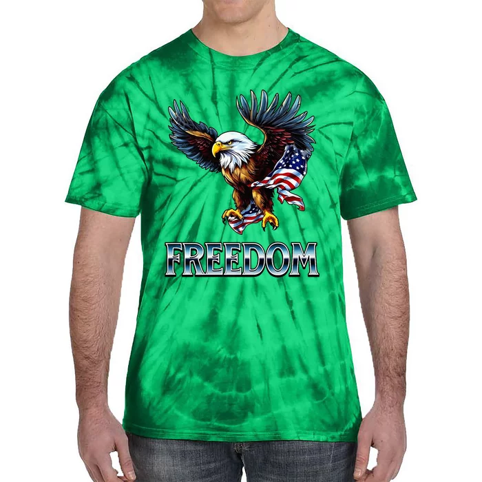 Majestic Flying Eagle Holding Our U.S.A. Flag Of Freedom Tie-Dye T-Shirt