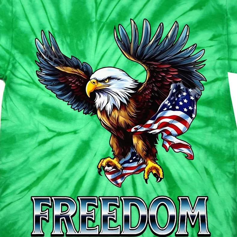 Majestic Flying Eagle Holding Our U.S.A. Flag Of Freedom Tie-Dye T-Shirt