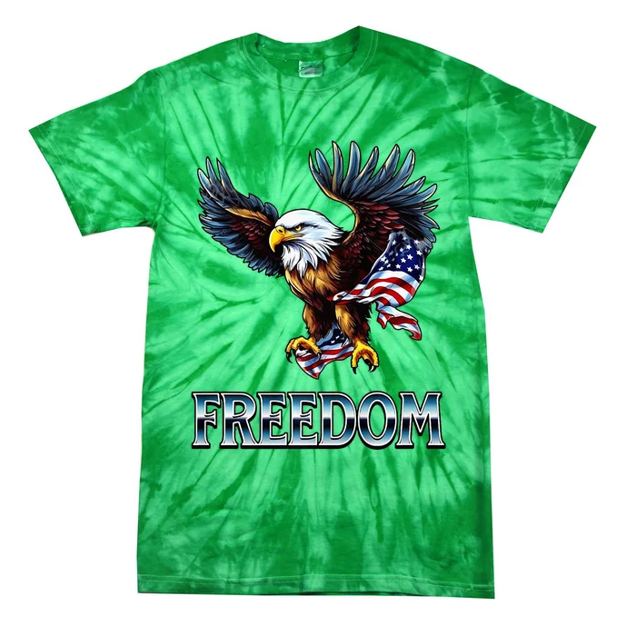 Majestic Flying Eagle Holding Our U.S.A. Flag Of Freedom Tie-Dye T-Shirt