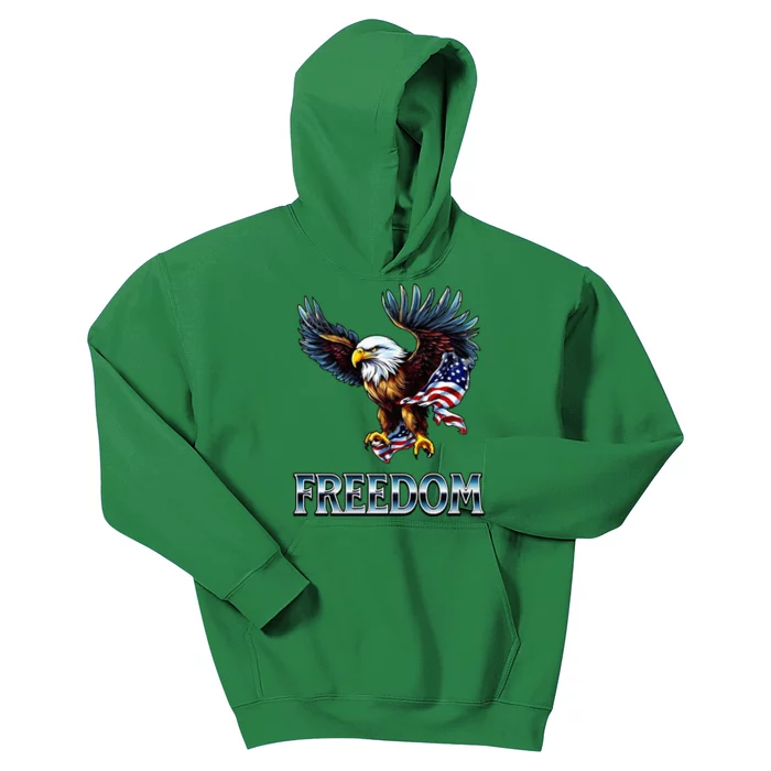 Majestic Flying Eagle Holding Our U.S.A. Flag Of Freedom Kids Hoodie