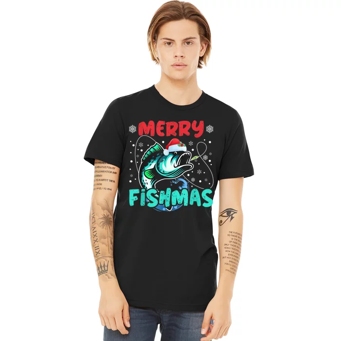 Merry Fishmas Funny Christmas Fishing Fish Gift Xmas Premium T-Shirt