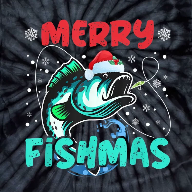 Merry Fishmas Funny Christmas Fishing Fish Gift Xmas Tie-Dye T-Shirt