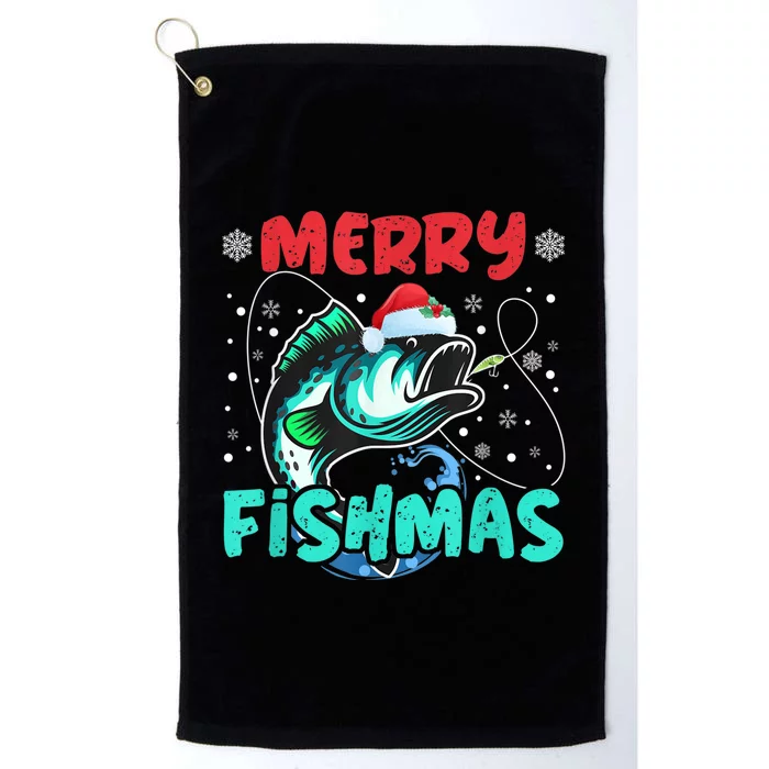 Merry Fishmas Funny Christmas Fishing Fish Gift Xmas Platinum Collection Golf Towel