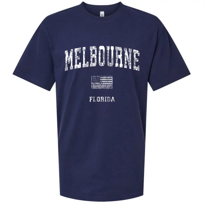 Melbourne Florida Fl Vintage American Flag Sueded Cloud Jersey T-Shirt