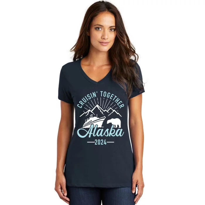 Matching Family Friends And Group Alaska Cruise 2024 Gift Women's V-Neck T-Shirt