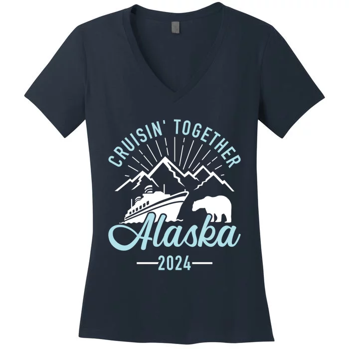 Matching Family Friends And Group Alaska Cruise 2024 Gift Women's V-Neck T-Shirt