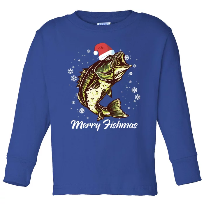 Merry Fishmas Funny Xmas Holidays Christmas Cute Gift Toddler Long Sleeve Shirt