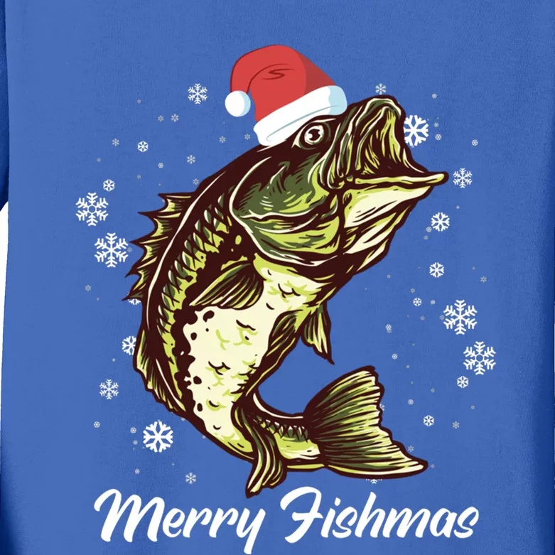 Merry Fishmas Funny Xmas Holidays Christmas Cute Gift Kids Long Sleeve Shirt