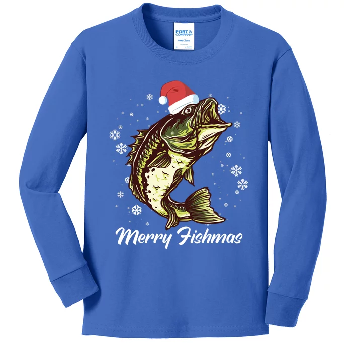 Merry Fishmas Funny Xmas Holidays Christmas Cute Gift Kids Long Sleeve Shirt