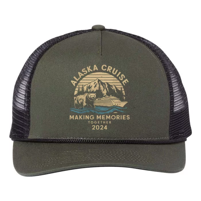 Matching Family Friends And Group Alaska Cruise 2024 Retro Rope Trucker Hat Cap