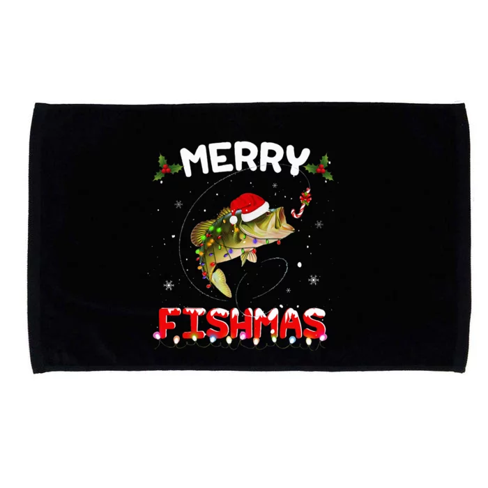 Merry Fishmas Funny Fishing Christmas Pajama Fishers Microfiber Hand Towel