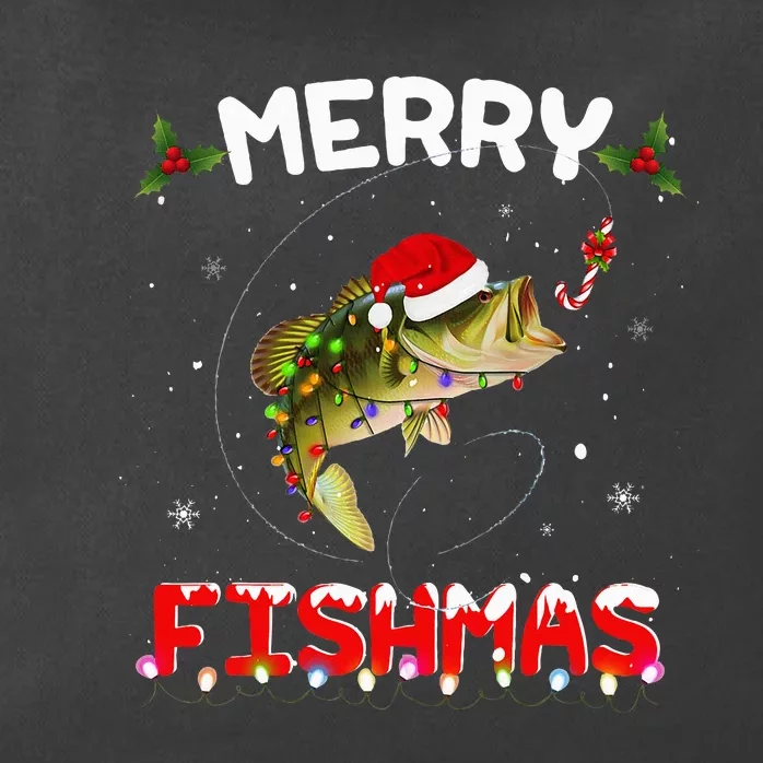 Merry Fishmas Funny Fishing Christmas Pajama Fishers Zip Tote Bag