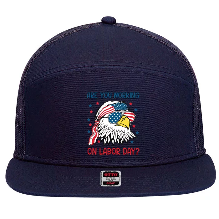 Merica Freedom Funny Eagle Mullet American Labor Day Cute Gift 7 Panel Mesh Trucker Snapback Hat