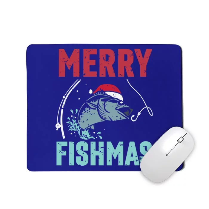 Merry Fishmas Funny Christmas For Family Fish Fisher Gift Mousepad