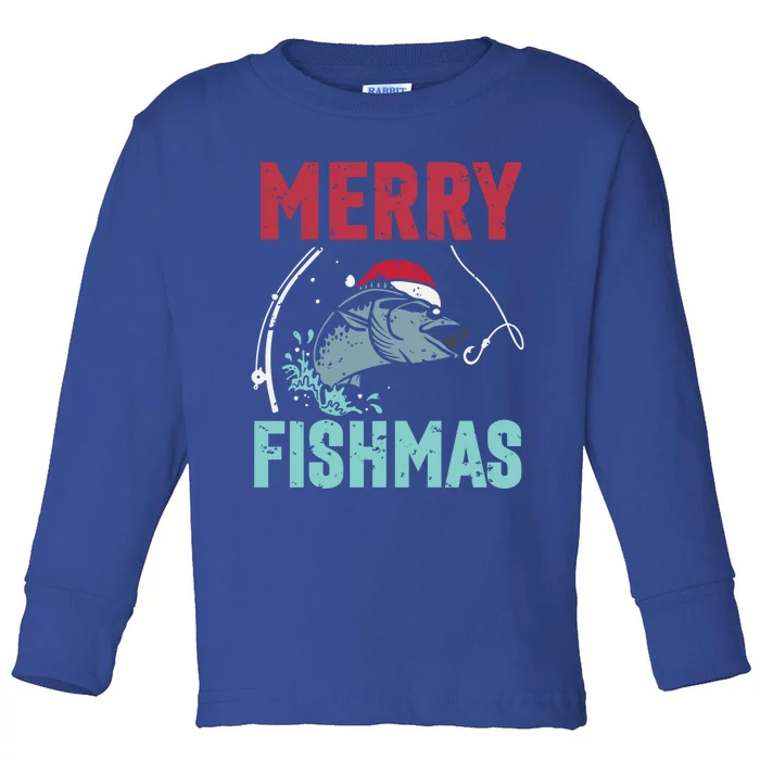 Merry Fishmas Funny Christmas For Family Fish Fisher Gift Toddler Long Sleeve Shirt