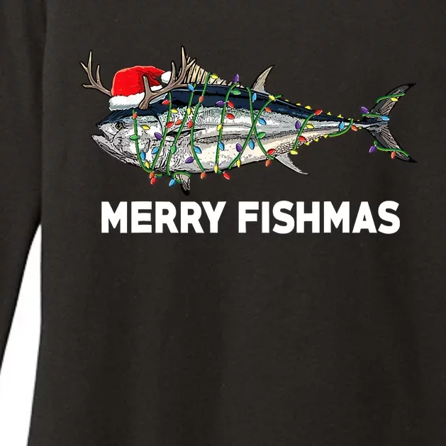 Merry Fishmas Funny Fish Fishing Fisherman Christmas Xmas Womens CVC Long Sleeve Shirt