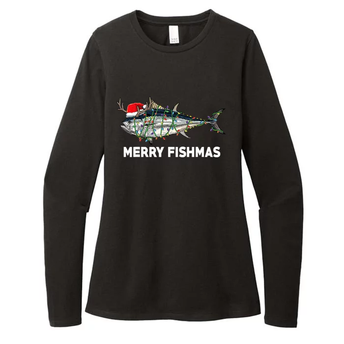 Merry Fishmas Funny Fish Fishing Fisherman Christmas Xmas Womens CVC Long Sleeve Shirt