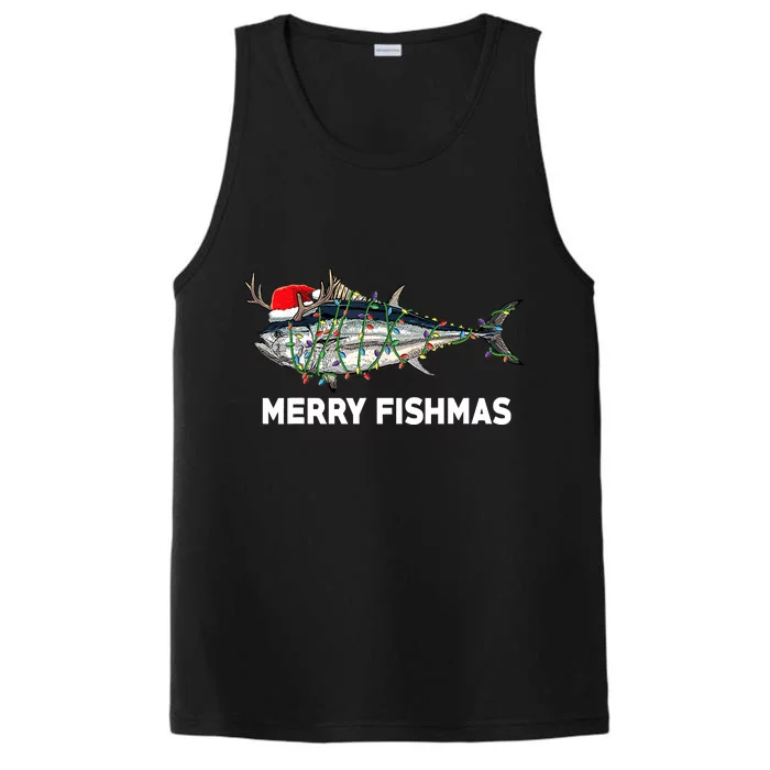 Merry Fishmas Funny Fish Fishing Fisherman Christmas Xmas Performance Tank