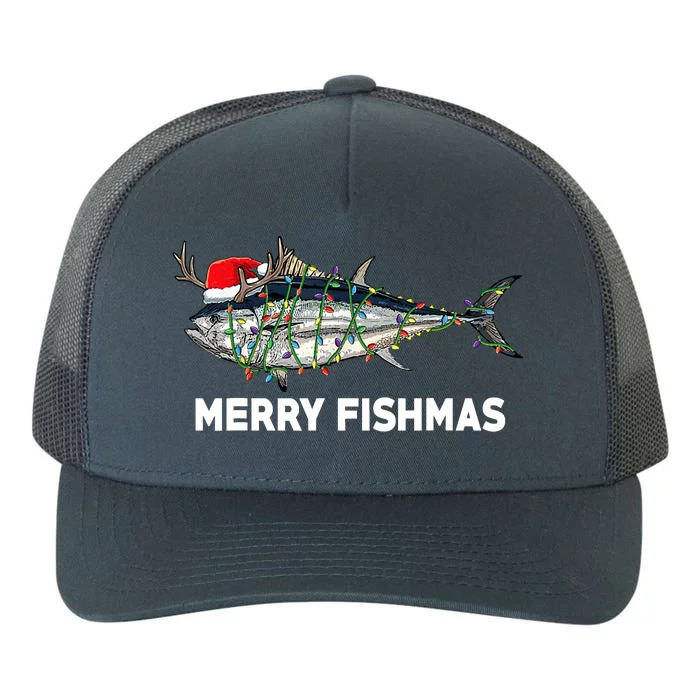 Merry Fishmas Funny Fish Fishing Fisherman Christmas Xmas Yupoong Adult 5-Panel Trucker Hat