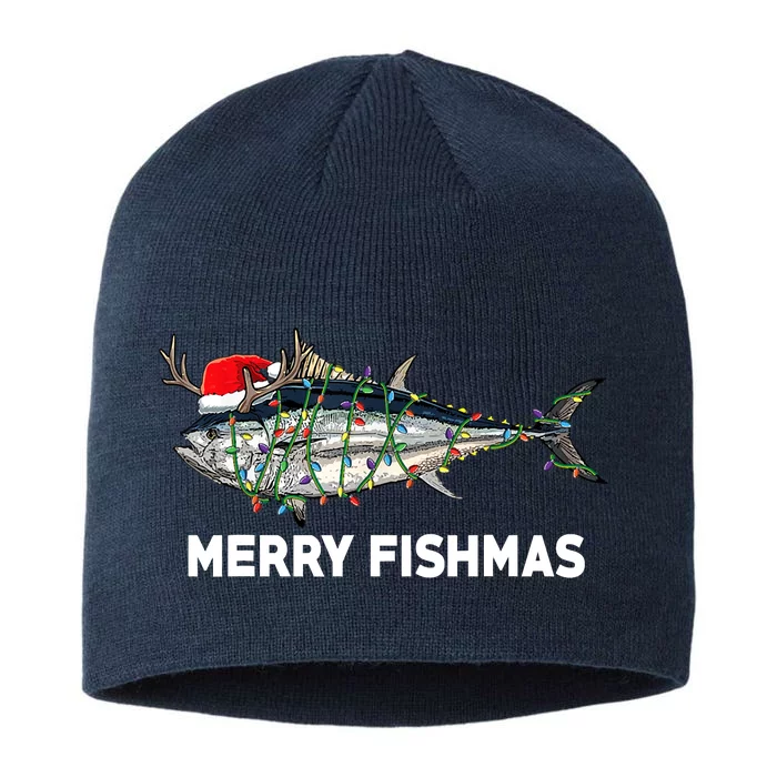 Merry Fishmas Funny Fish Fishing Fisherman Christmas Xmas 8 1/2in Sustainable Knit Beanie