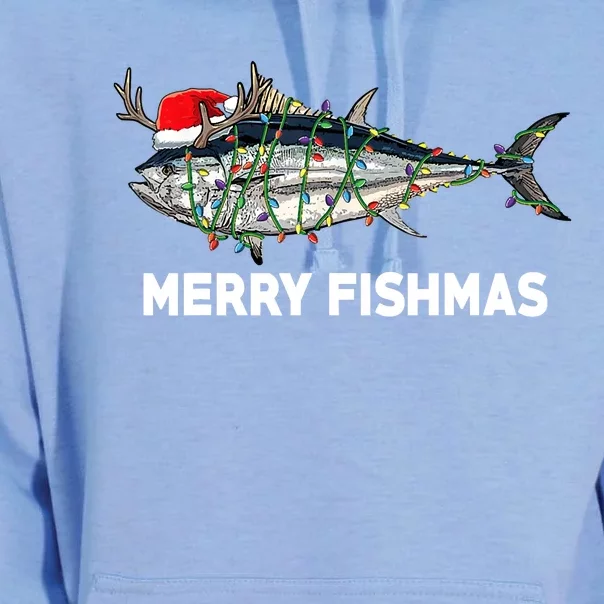 Merry Fishmas Funny Fish Fishing Fisherman Christmas Xmas Unisex Surf Hoodie