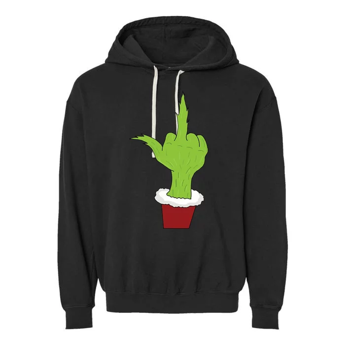 Middle Finger Funny Holiday Garment-Dyed Fleece Hoodie