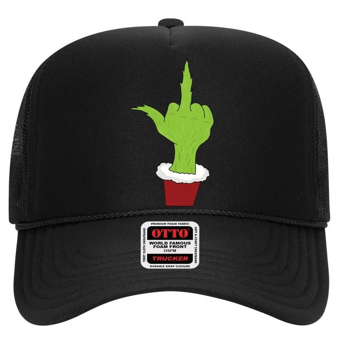 Middle Finger Funny Holiday High Crown Mesh Trucker Hat