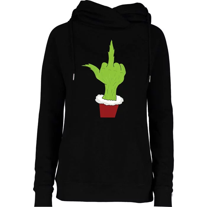 Middle Finger Funny Holiday Womens Funnel Neck Pullover Hood