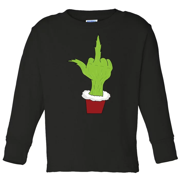 Middle Finger Funny Holiday Toddler Long Sleeve Shirt