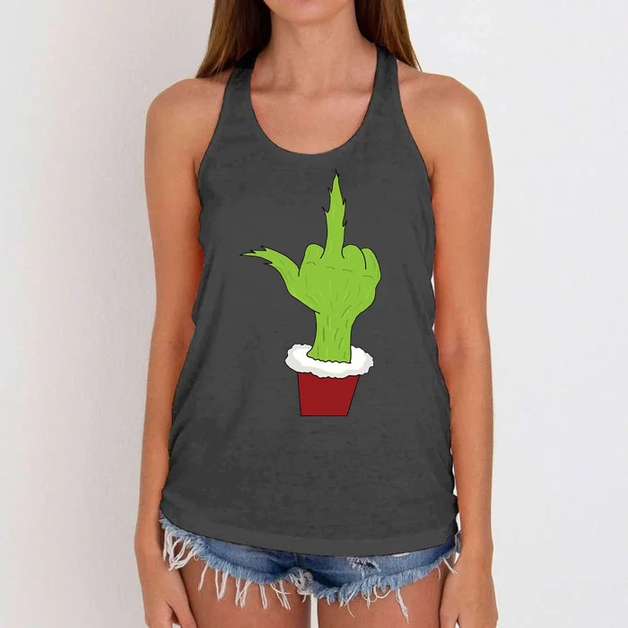 Middle Finger Funny Holiday Women's Knotted Racerback Tank